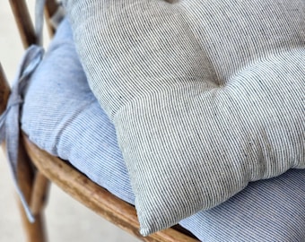 Stuhlkissen mit Bindebändern, U-Form Streifen waschbares individuelles Sitzkissen im Landhausstil.