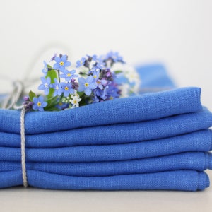 Purple Linen Napkins for Wedding Flax Flower Blue