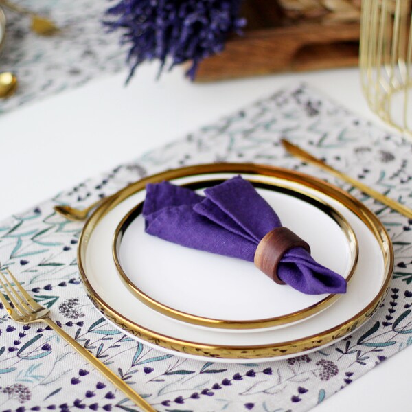 Linen Placemat with Lavender Floral Print