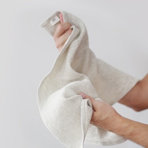 Linen Tea Dining Towel - Hand Face Towel - Natural Kitchen Dishcloth - Striped Durable Rustic Blue Gray Hand Towel - Zero Waste Sustainable