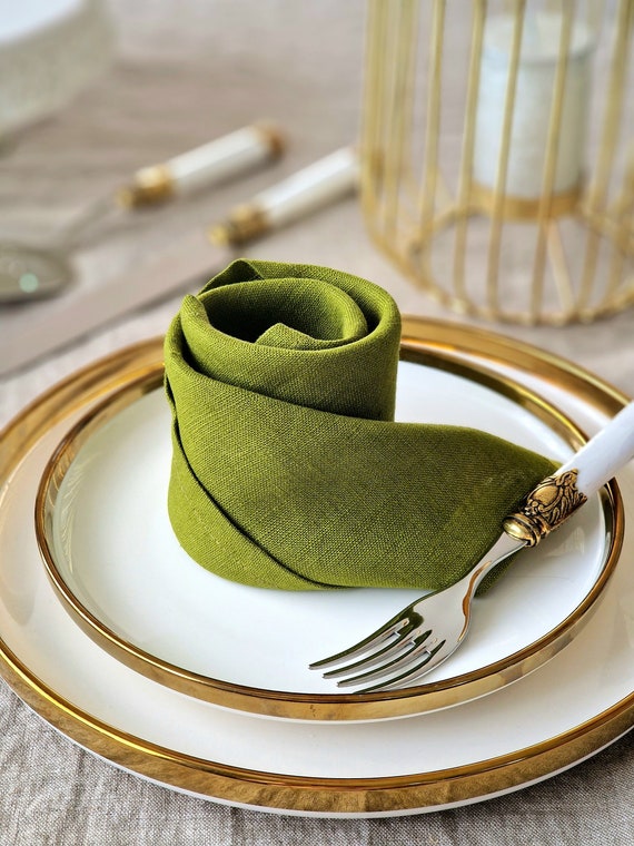 Mustard linen napkins set 6 8 10 12 of natural flax. Modern