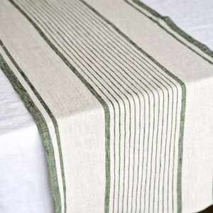 Linen Table Runner Striped French Style Heavy Weight Natural Table Runner zdjęcie 4