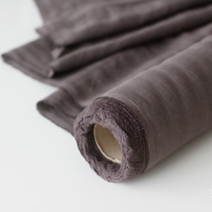 Linen Fabric Taupe - Grayish Brown Stonewashed 100% Linen Flax Material - Fabric by the Meter - Fabric by the Yard