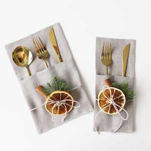 Portaposate in Lino Wedding - Decorazioni per la tavola - Per 2 o 3 Utensili