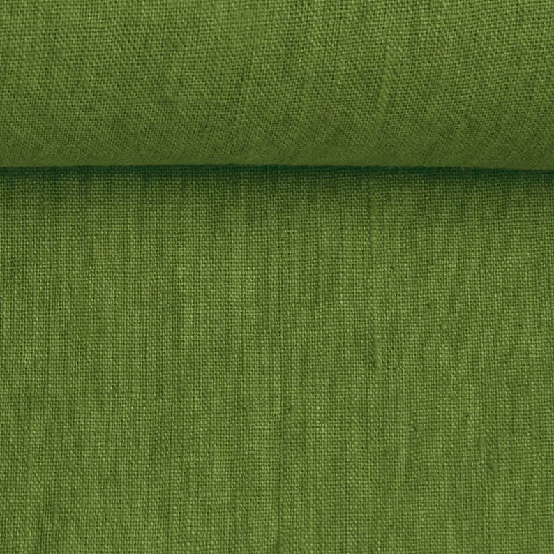 Moss Green Linen Fabric Linen for Dresses Linen for Napkins Linen for Tablecloth Stonewashed 100% Linen Fabric Fabric by the Yard image 2