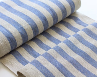 Tessuto di lino a righe ruvide per asciugamani tagliati su misura - Stretto rustico pesante 100% lino lino materiale 360 g/m2