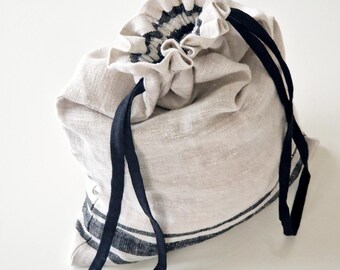 Linen Laundry Bag with Drawstring - Sustainable Hanging Storage & Travel Organizer