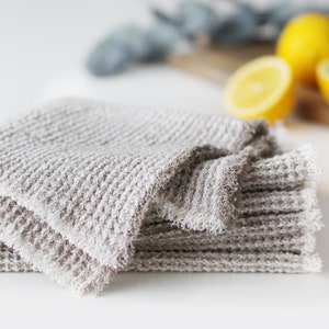Set strofinacci in 100% lino - Asciugamano da cucina spesso - Asciugamano per gli ospiti - Tappetino per asciugare i piatti - Tessuto di lino ammorbidito naturale non tinto 650 g/m2