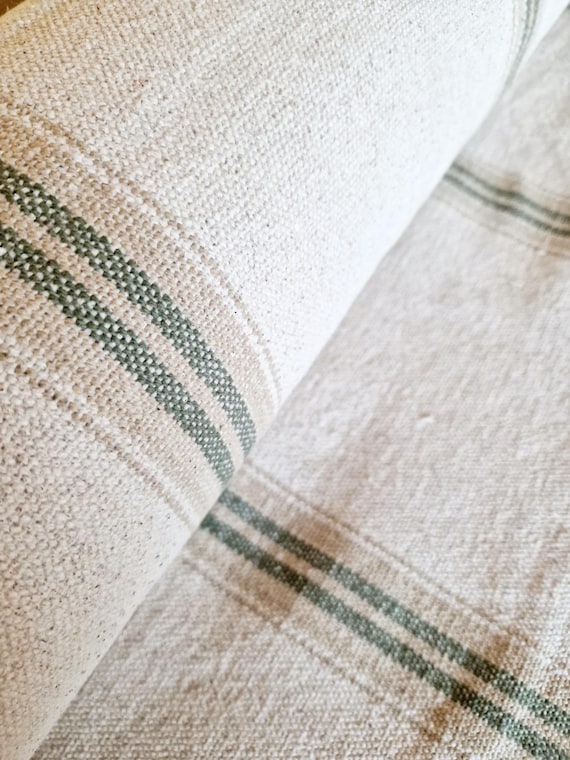 Heavy Grain Sack Cotton Fabric: Rustic Striped Material by the Yard