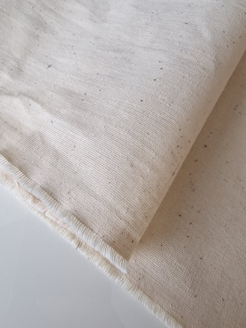 Unbleached Cotton Fabric by the Yard Cotton Canvas Fabric Undyed Raw Fabric by the Meter No Chemical Treatment image 3