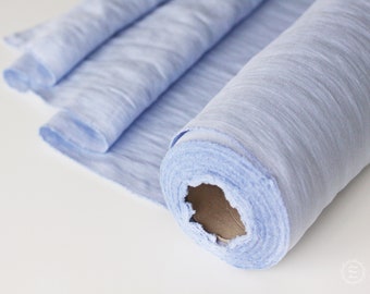 Grayish Blue Linen Fabric by the Yard - Stonewashed 100% Linen Flax Material by the Meter