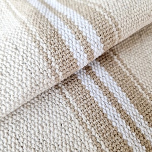 Tessuto di cotone a sacco di grano pesante tagliato su misura 550 g/m2 - Tessuto di cotone ammorbidito francese a righe per tappezzeria spessa al 100%