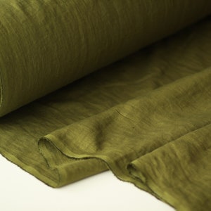 Olive Green Linen Fabric - Linen for Shirt - Linen for Apron - Linen by the Yard