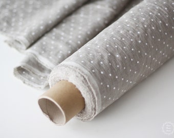 Natural Polka Dot Linen Fabric -  Undyed Stonewashed 100% Linen Flax Material - Linen by the Meter - Linen by the Yard