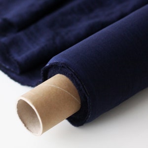 Navy Blue Linen Fabric - Washed Softened Linen for Clothing - Fabric by the Yard