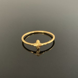 Gold Tiny Flower Ring - Gold Minimalist Ring - Gold Flower Ring - Gold Floral Ring - Gold Dainty Ring - Unique Jewelry - Halloween Jewelry