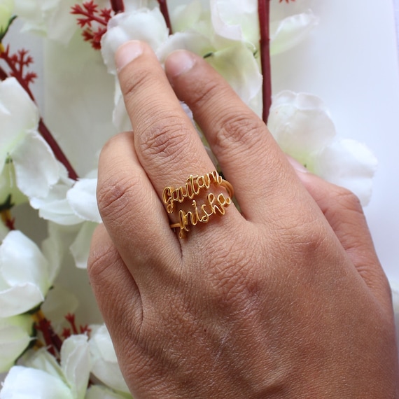 Stackable Mother's Name Ring 14K Gold, Single Band, Personalized &  Hand-Stamped