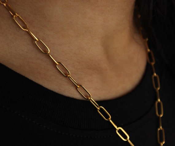Buy Gold Paperclip Toggle Necklace Gold Link Chain Necklace Toggle