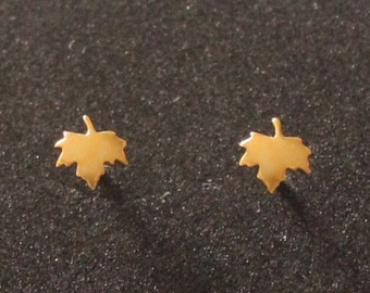 Gold Leaf Studs - Gold Fall Jewelry - Gold Maple Leaf Studs - Gold October Jewelry - Autumn Leaf Studs - Holiday Gift -  Halloween Jewelry