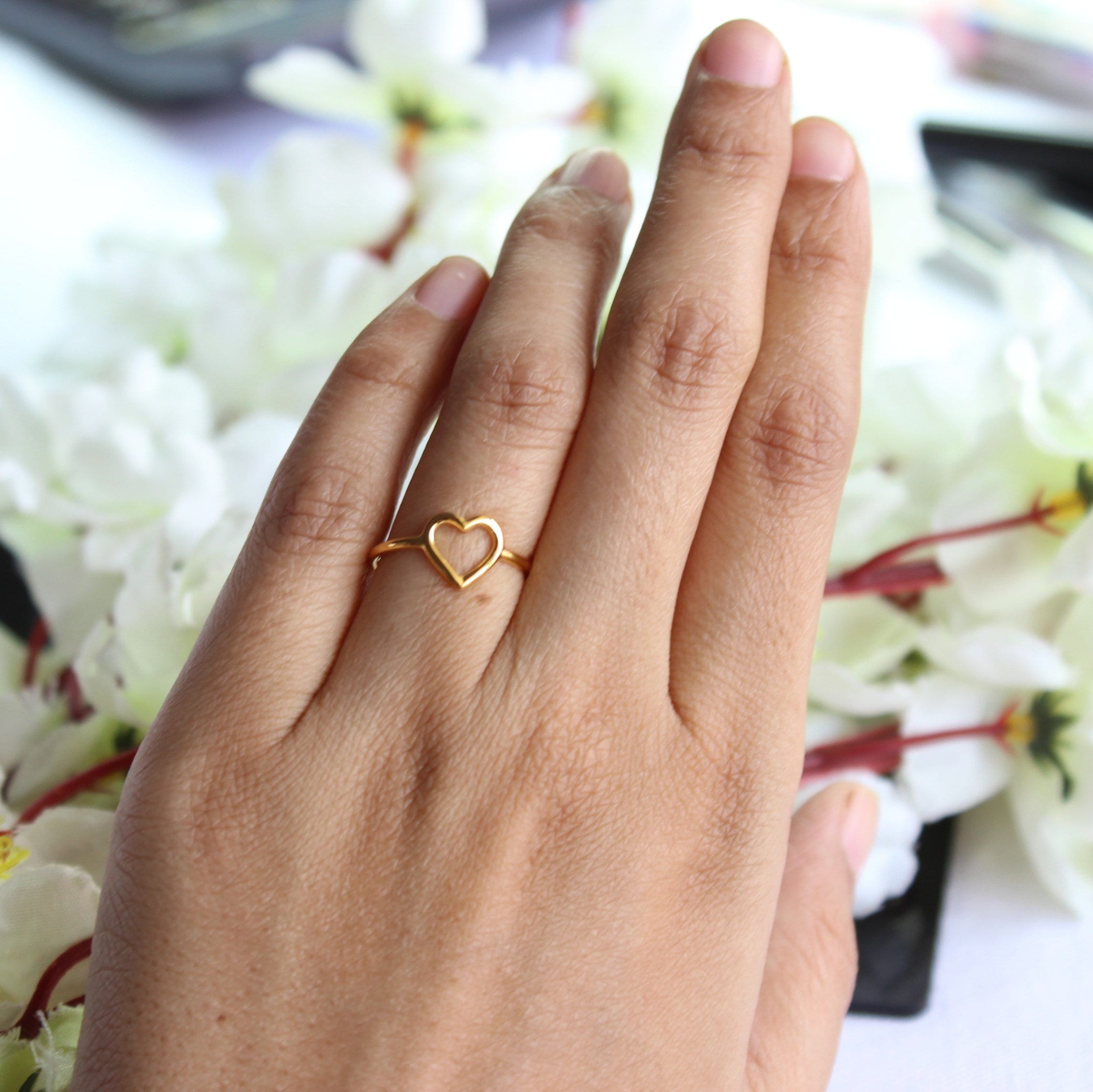 Gold Heart Ring Heart Frame Ring Gold Love Ring Gold Love Heart Ring Gold Heart Jewelry Gold dainty Ring minimal jewelry gift