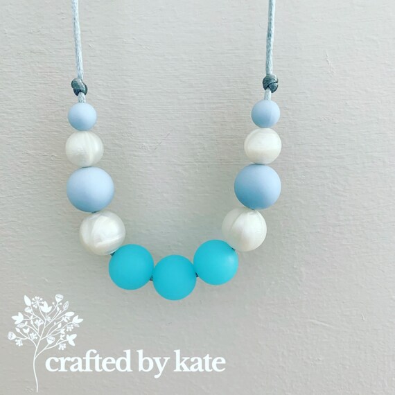 Silicone Bead Necklace Statement Necklace Beaded necklace Turquoise Aqua