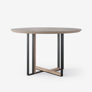 Wooden Dining Table, Contemporary Dining Room Furniture, Minimalist Round Table, Designer Veneer Table for Kitchen or Commercial Spaces