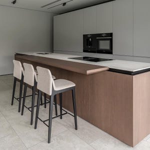 Modern Ash Bar Stool: Minimalist Kitchen Island Seating for Restaurant