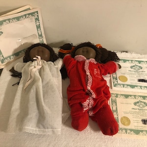 Vintage African American Black Cabbage Patch Dolls With Adoption Papers