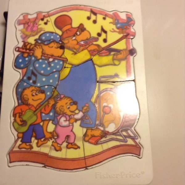 Vintage Fisher Price Berenstain Bears Wood Puzzle #538 Family Band