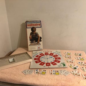Juego de solitario completo "Edu-Cards Around the Clock" de 1970