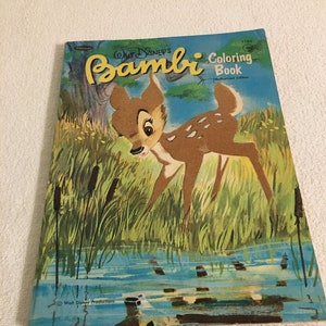 Vintage 1966 Whitman Walt Disney’s Fuzzy Bambi Coloring Book  #1180