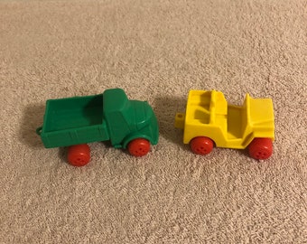 Vintage Lot of 2 Viking Plastic Vehicles Made in Sweden Truck & Jeep