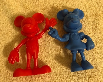 Vintage 1972 Marx Mickey & Minnie Mouse Plastic Figurines 6” Tall