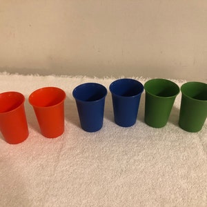 Vintage Lot of 6 Tupperware Juice Sipper Cups No Lids Original Colors