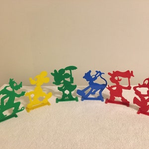 RARE Plastic Die Cut Disney Colorful Characters With Stands