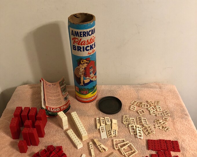Vintage Elgo American Plastic Bricks #715 Near Complete With Container ...