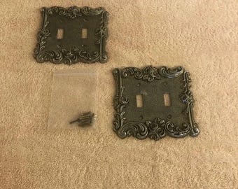 Placas para interruptores de luz dobles American Tack & Hardware, estilo vintage de 1967 (lote de 2)