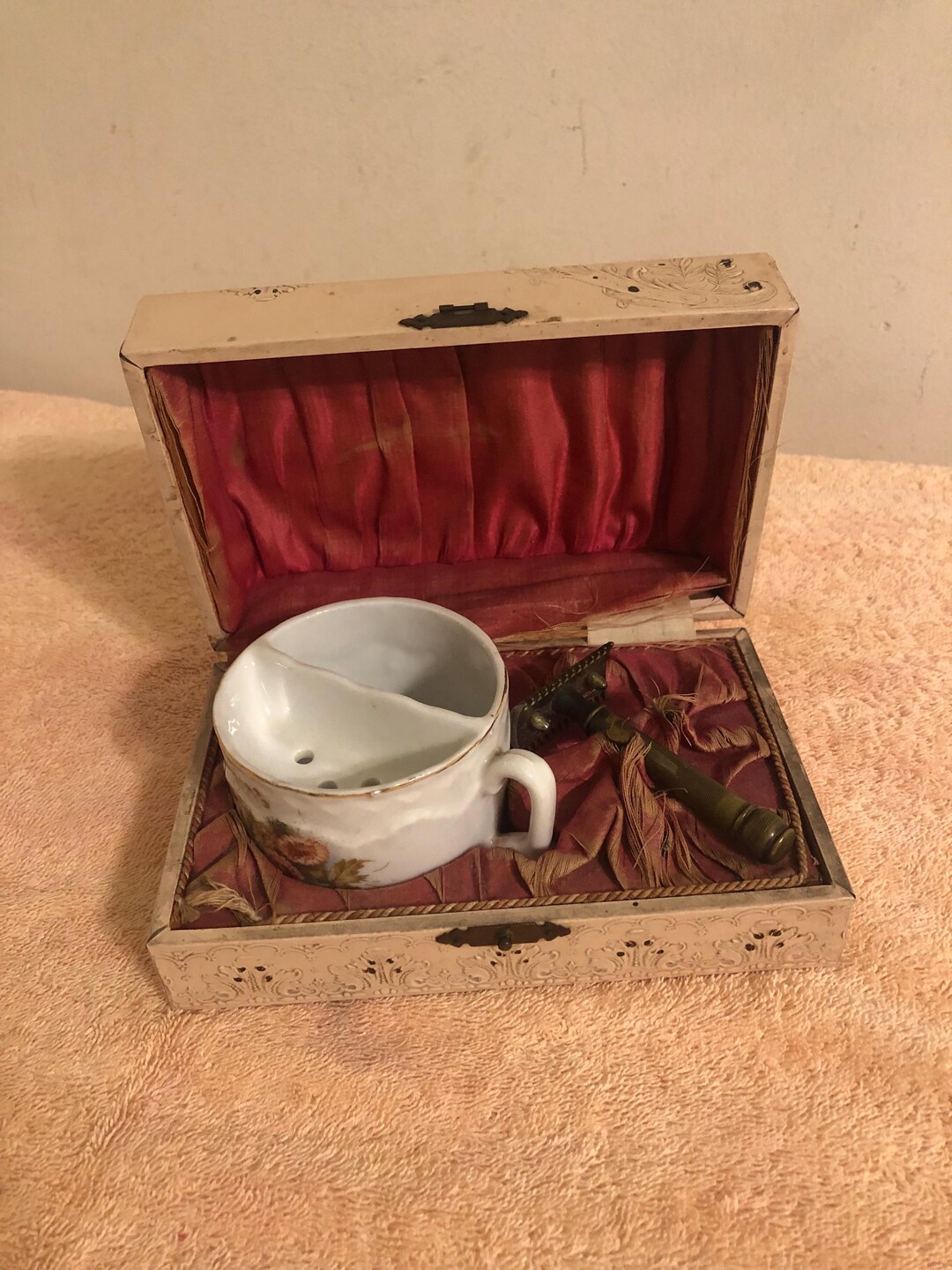 Victorian Women’s Shaving Box Flower Mug No Brush Safety Razor - Etsy