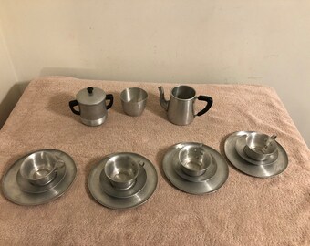 Vintage Creative Playthings Aluminum Play Dishes Set Made in Italy