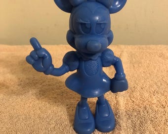 Vintage 1972 Marx Toys Walt Disney Minnie Mouse 6" blauwe plastic figuur