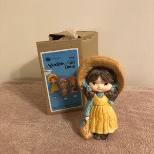 Vintage 1974 Chadwick Miller Adorable Girl Bank Yellow 8” Made in Japan NIB