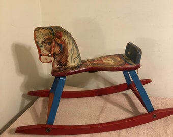 Vintage The Gong Bell Mfg Co Rocking Horse E Hampton CT Missing Reins