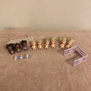 Vintage 1980 Tyco Quints Lot Blond Hair & African American Dolls and More