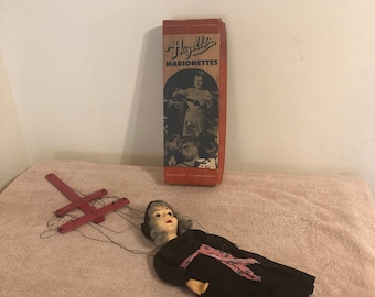 Controllo dell'aeroplano della strega marionetta vintage di Hazelle con scatola