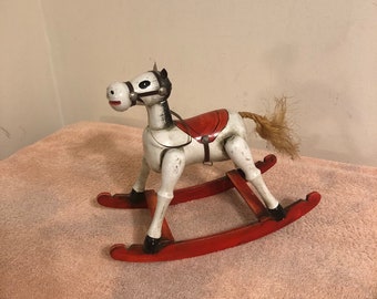 Vintage 1979 Enesco Music Box Rocking Horse Plays Toy Land