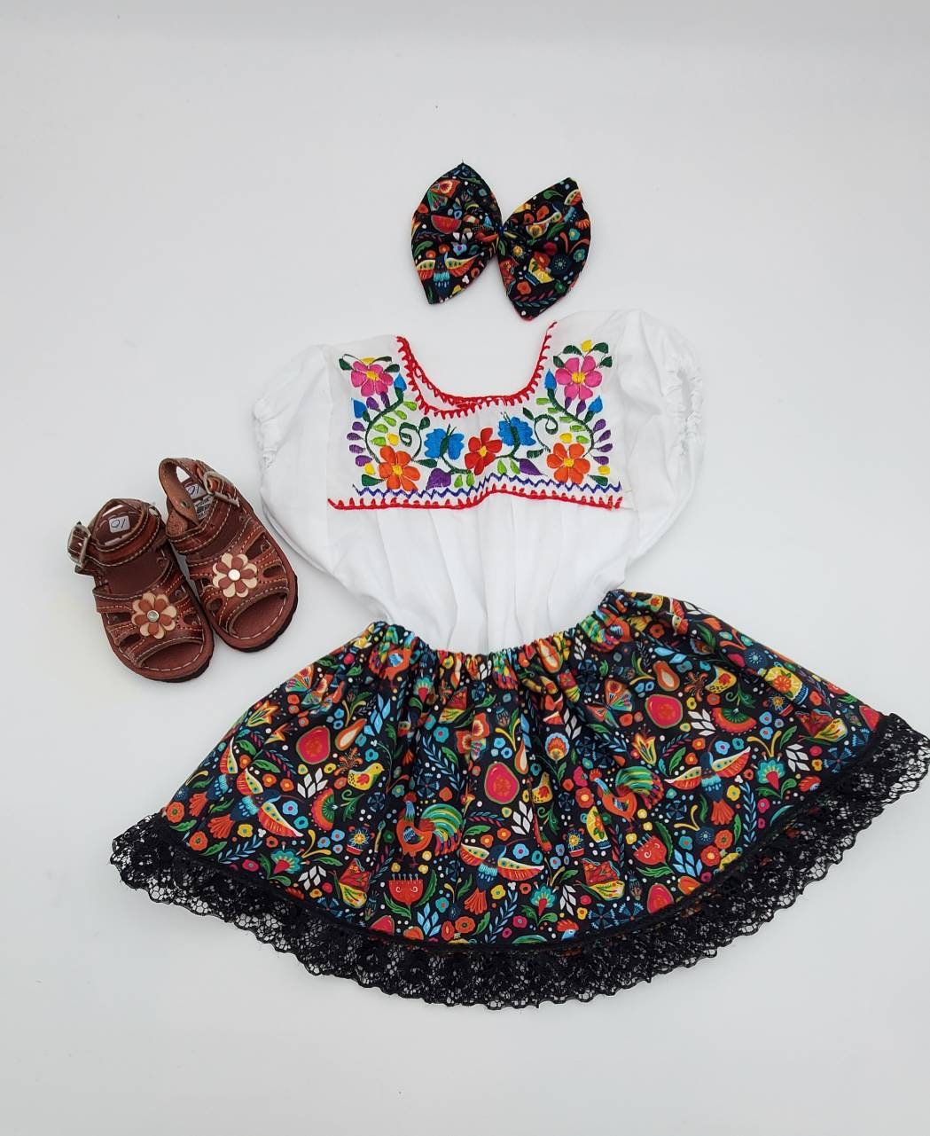 Baby Girl Mexican Outfit. Little Girl Fiesta Outfit. Hispanic