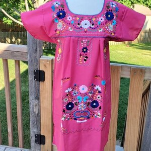 Mexican Embroidered Women&#39;s Dress Size Medium. Women Traditional Mexican Dress. Ready to ship. Cinco de Mayo Dress. Sale