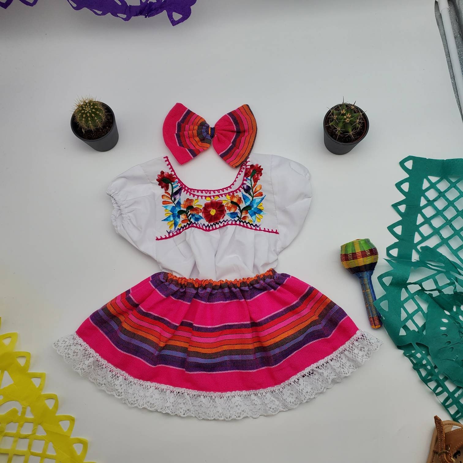 Baby Girl Mexican Outfit (Pink Skirt 4)