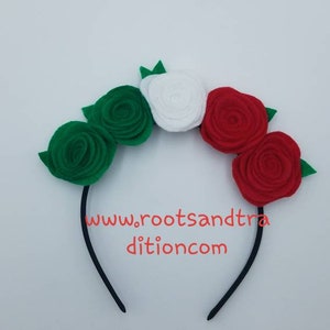 Flowers Headband/ Green, red and white!