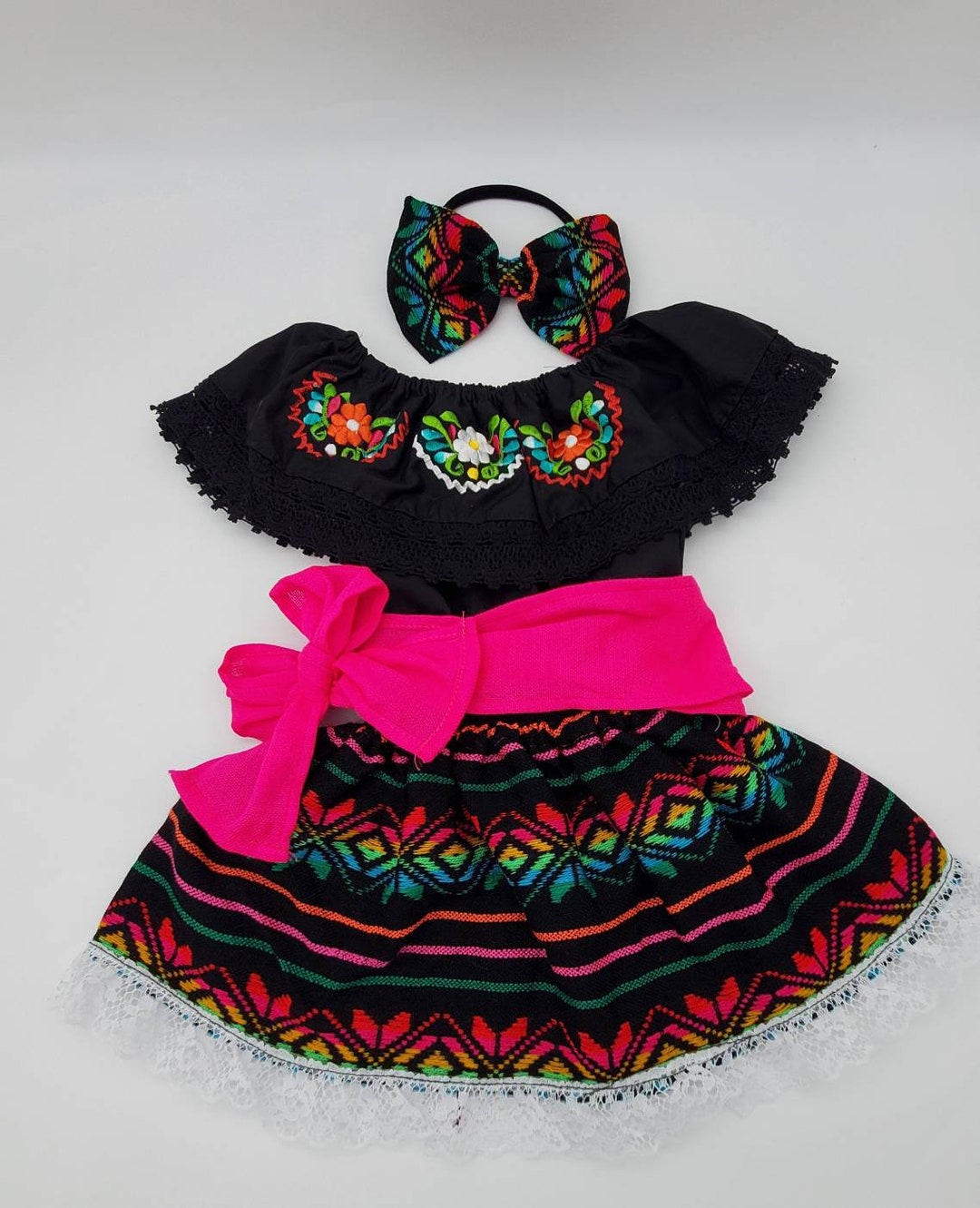Baby Girl Mexican Outfit black off the Shoulder - Etsy